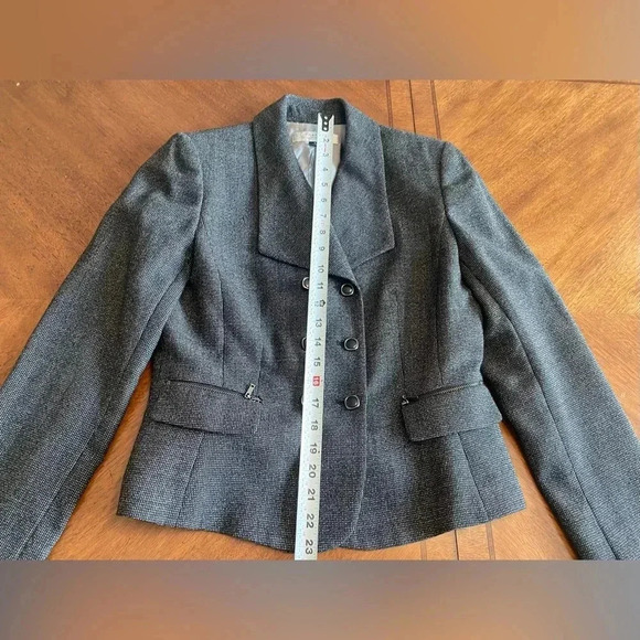 Tahari Arthur S Levine Women's Wool Blazer Jacket Lined Black/Gray Cropped 6 EUC - Picture 11 of 13
